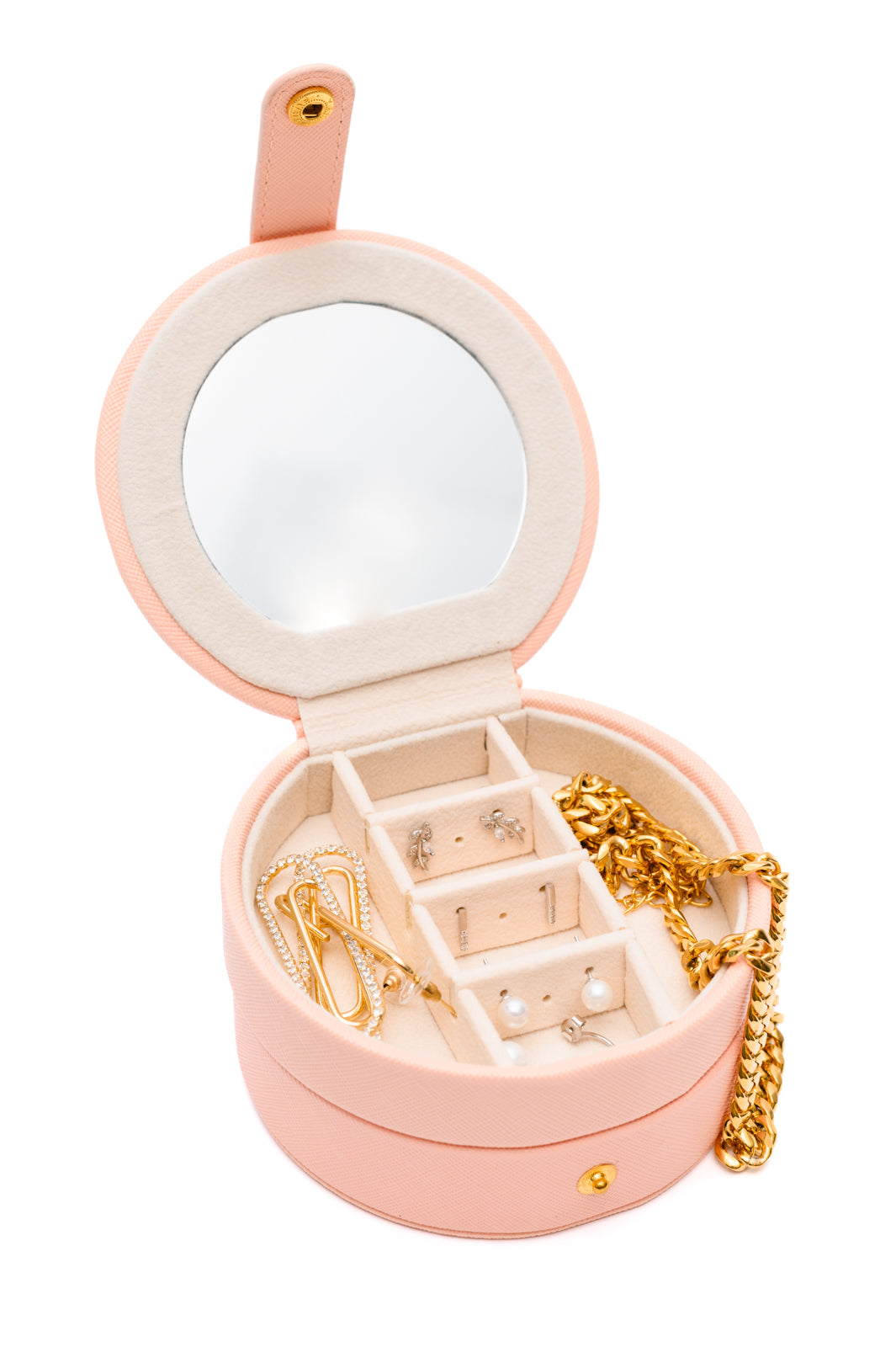 Circular Travel Jewelry Case in Pink-Home & Decor-Stay Foxy Boutique, Florissant, Missouri