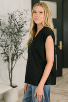Classic Timeless V-Neck Tee in Black-Womens-Stay Foxy Boutique, Florissant, Missouri