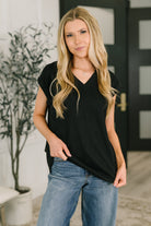 Classic Timeless V-Neck Tee in Black-Womens-Stay Foxy Boutique, Florissant, Missouri