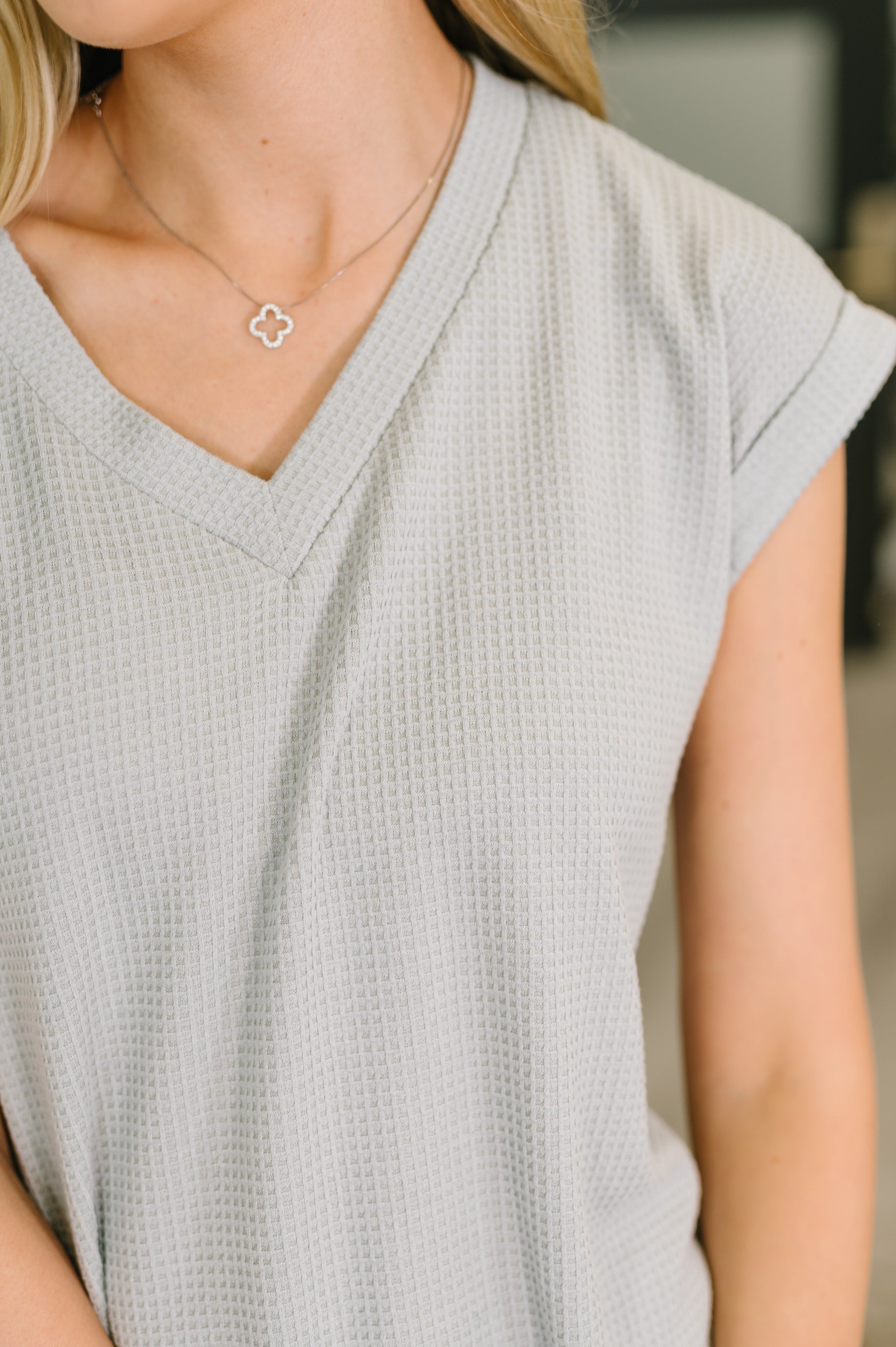 Classic Timeless V-Neck Tee in Pearl Grey-Womens-Stay Foxy Boutique, Florissant, Missouri