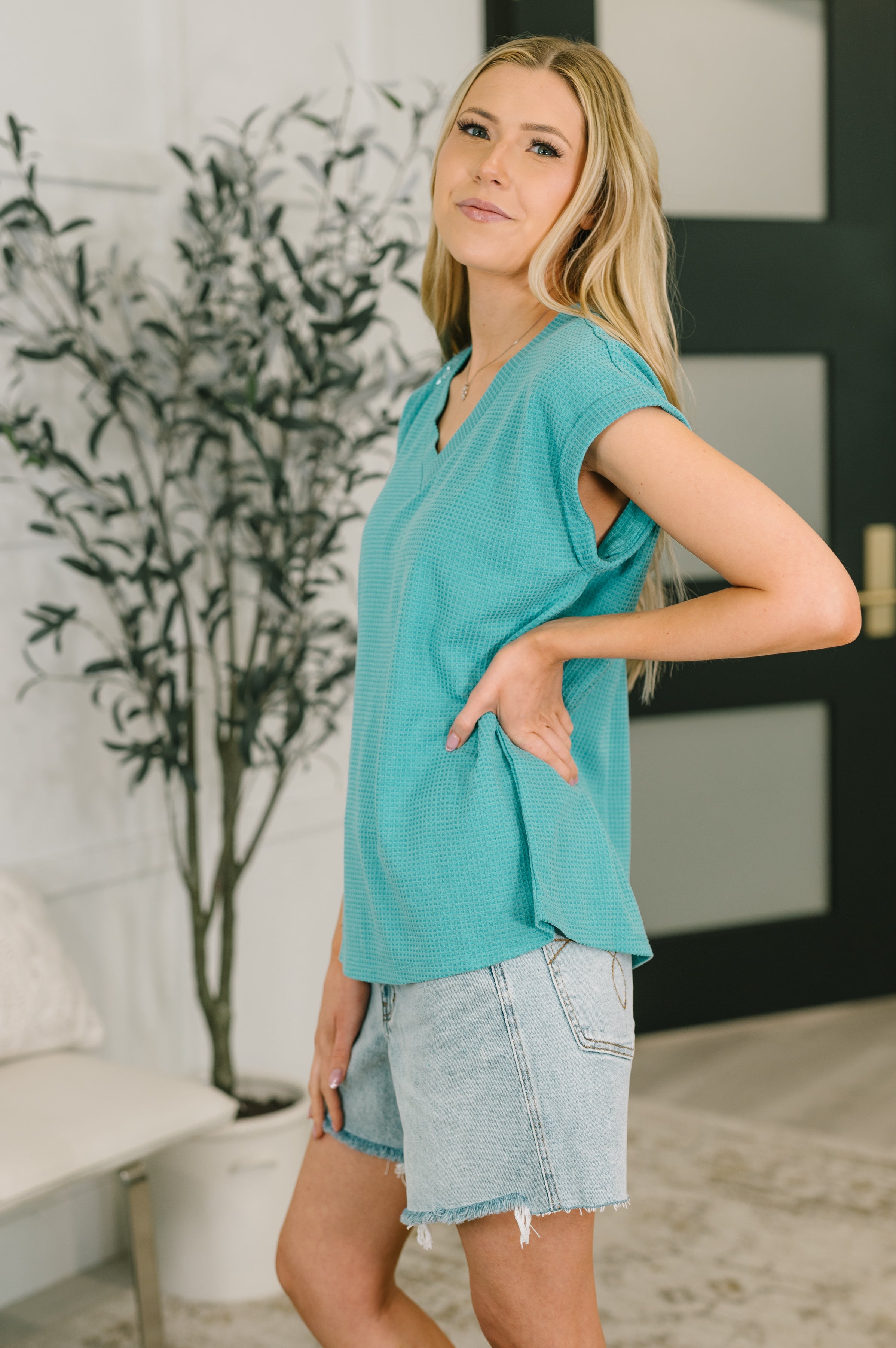 Classic Timeless V-Neck Tee in Teal-Womens-Stay Foxy Boutique, Florissant, Missouri