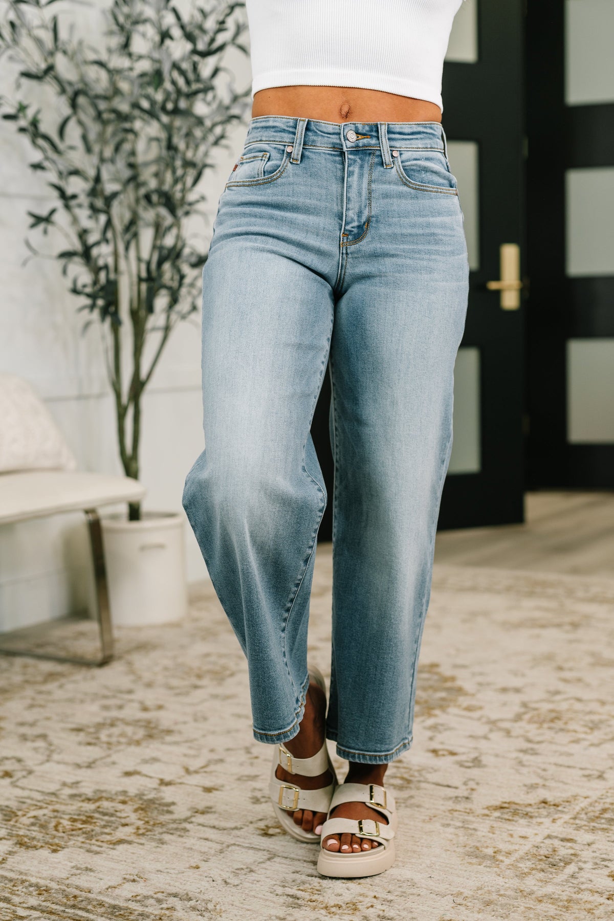 Claudia Mid Rise Wide Leg Ankle Jean-Womens-Stay Foxy Boutique, Florissant, Missouri
