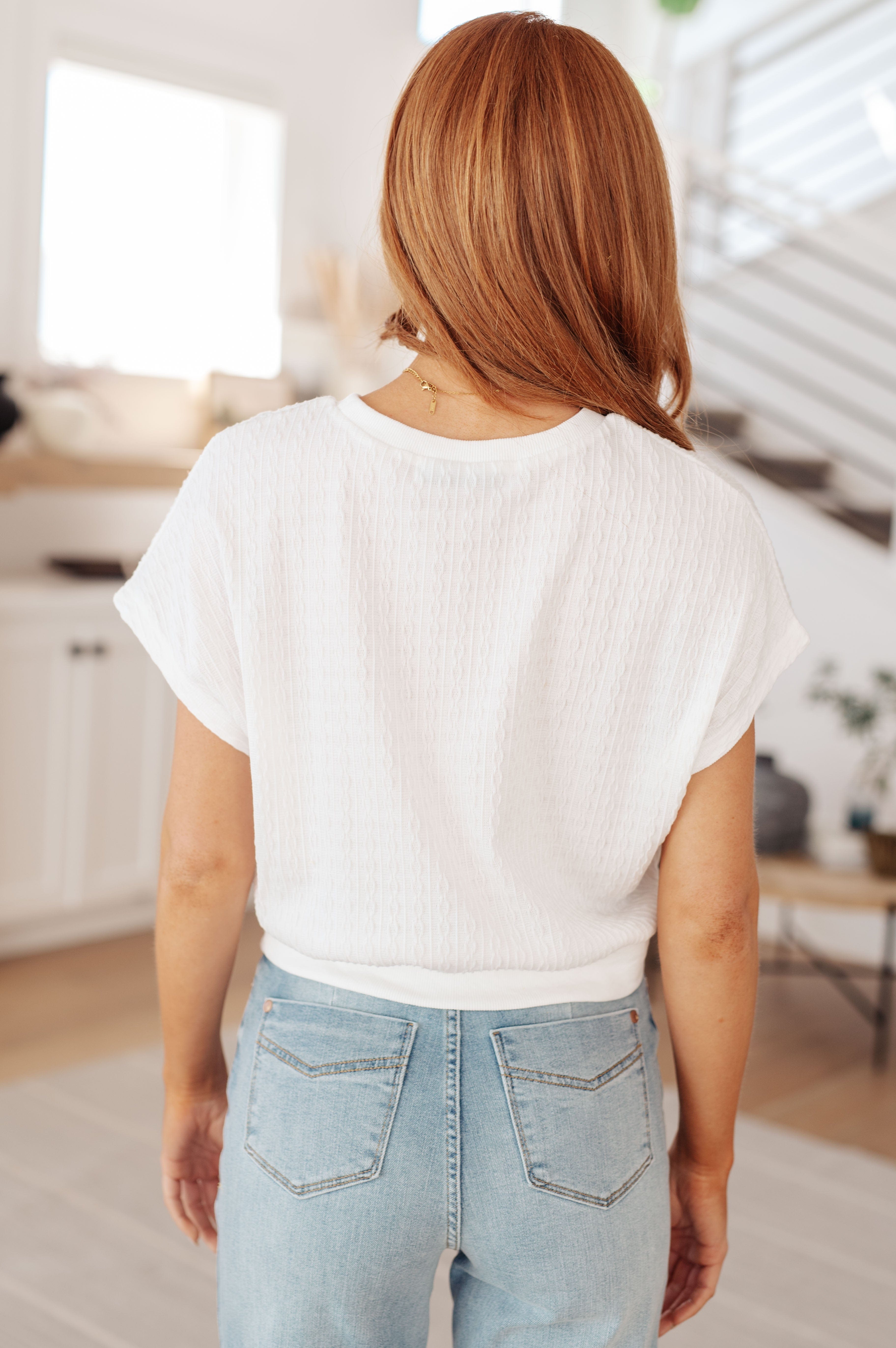 Clearly Classic Short Sleeve Top in White-Tops-Stay Foxy Boutique, Florissant, Missouri