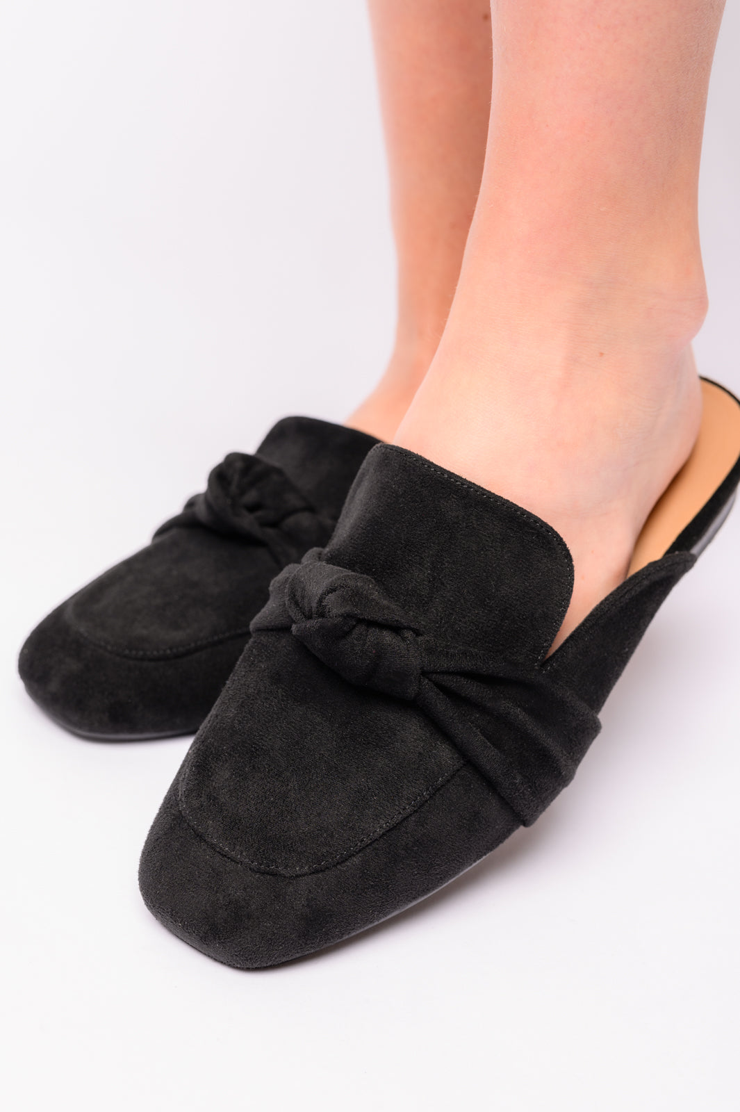 Clingy Mules in Black Faux Suede-Shoes-Stay Foxy Boutique, Florissant, Missouri