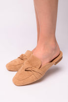 Clingy Mules in Camel Faux Suede-Womens-Stay Foxy Boutique, Florissant, Missouri
