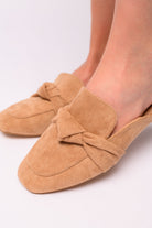 Clingy Mules in Camel Faux Suede-Womens-Stay Foxy Boutique, Florissant, Missouri