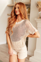 Coastal Dreams Fishnet Top in Cream-Tops-Stay Foxy Boutique, Florissant, Missouri