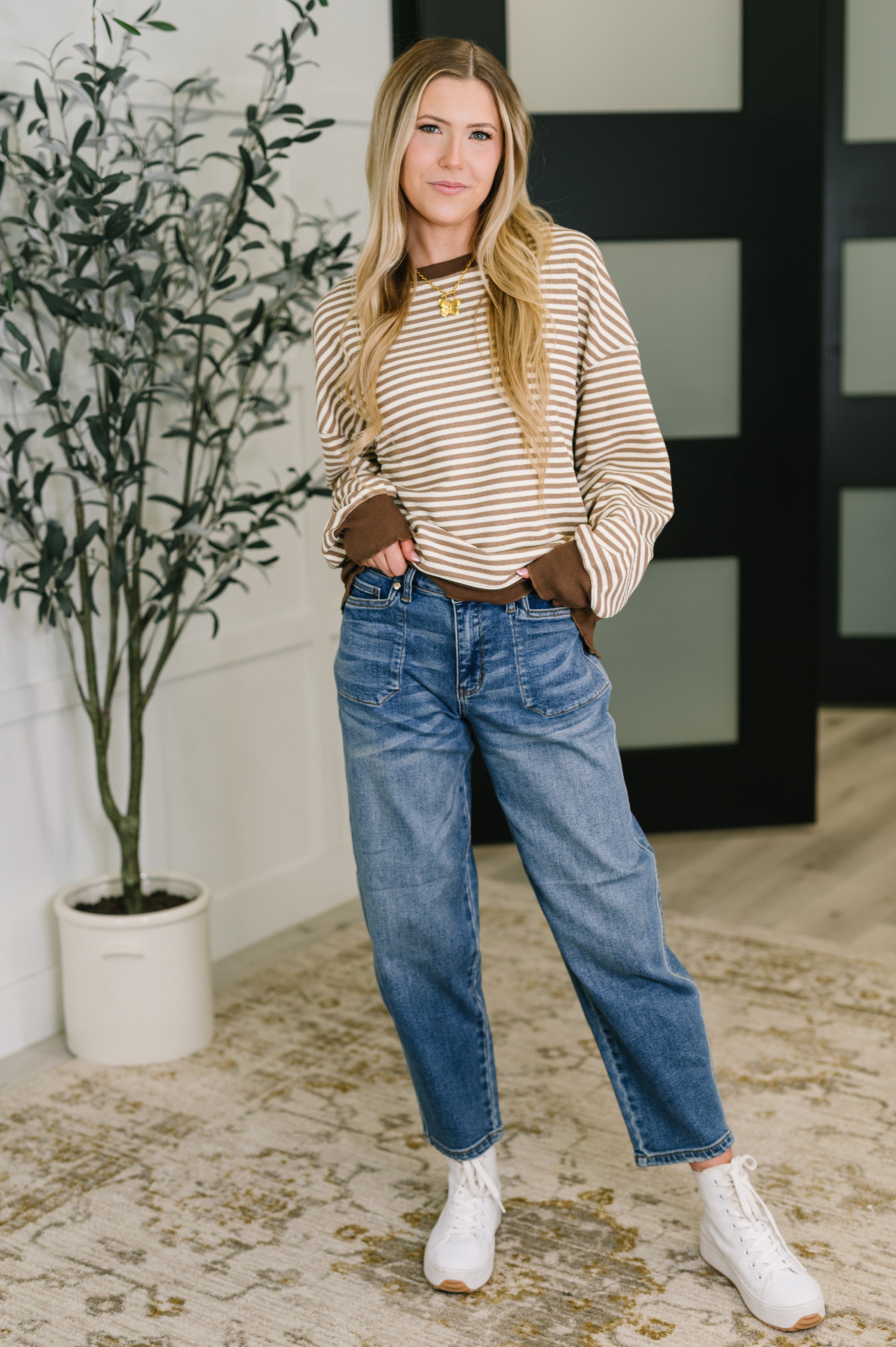 Cocoa Lane Stripe Top-Womens-Stay Foxy Boutique, Florissant, Missouri