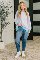 Color Clash Drop Shoulder Long Sleeve-Womens-Stay Foxy Boutique, Florissant, Missouri
