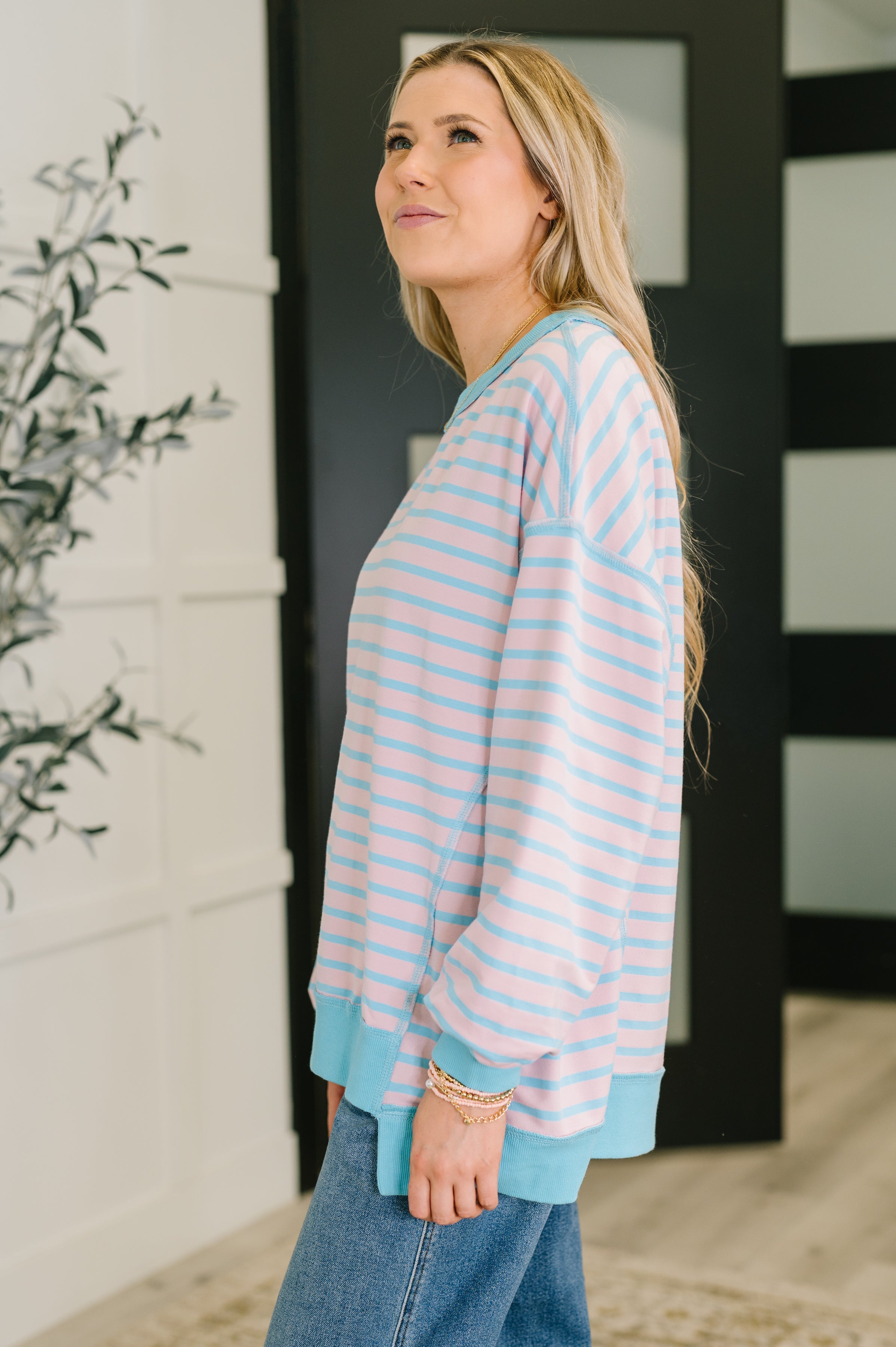 Color Clash Drop Shoulder Long Sleeve-Womens-Stay Foxy Boutique, Florissant, Missouri