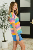 Color Theory Drop Shoulder Top in Blue, Yellow and Pink-Womens-Stay Foxy Boutique, Florissant, Missouri