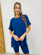 Comfy Cruising Top and Biker Shorts Set in Lt Navy-Womens-Stay Foxy Boutique, Florissant, Missouri