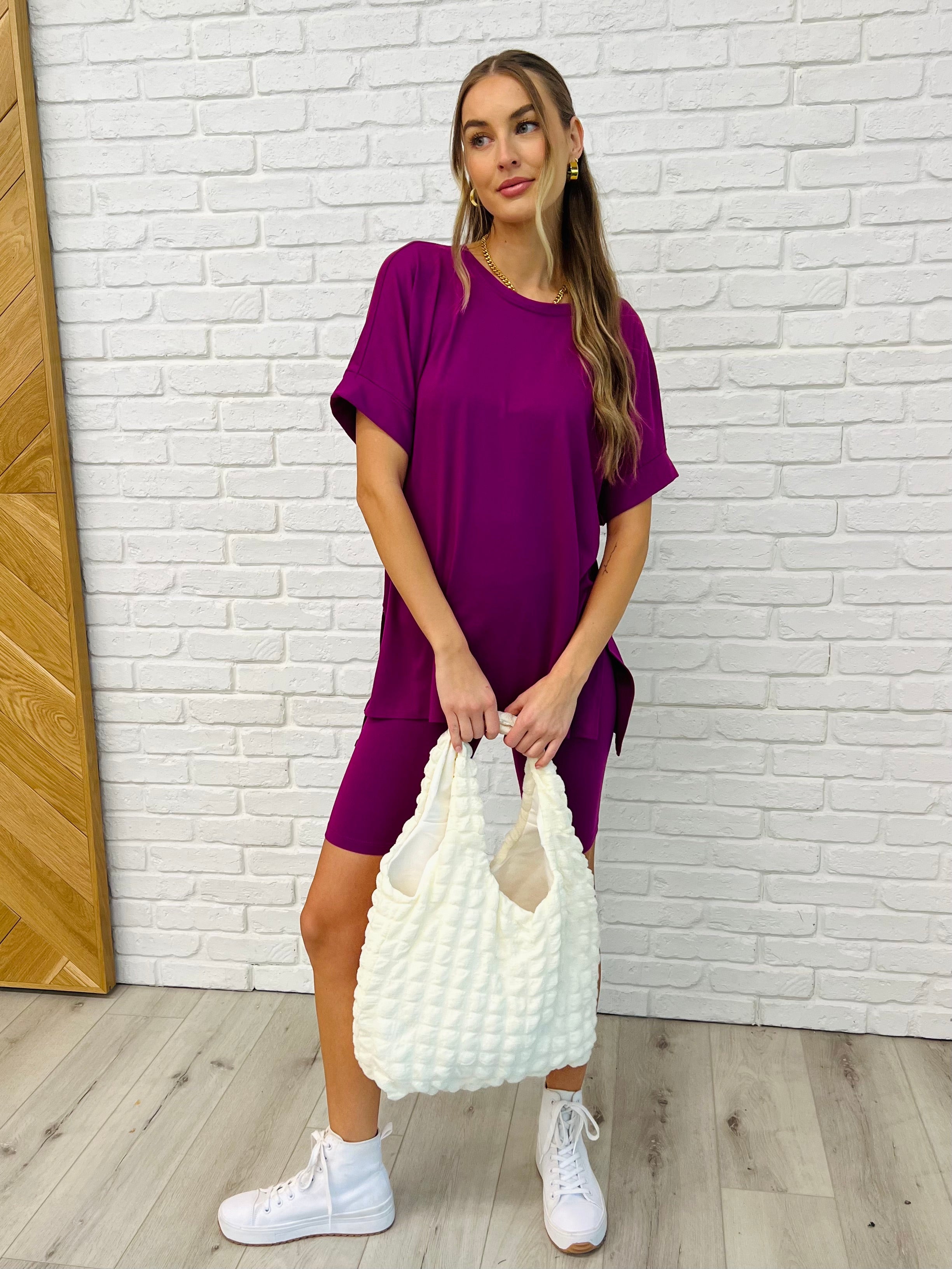 Comfy Cruising Top and Biker Shorts Set in Lt Plum-Womens-Stay Foxy Boutique, Florissant, Missouri