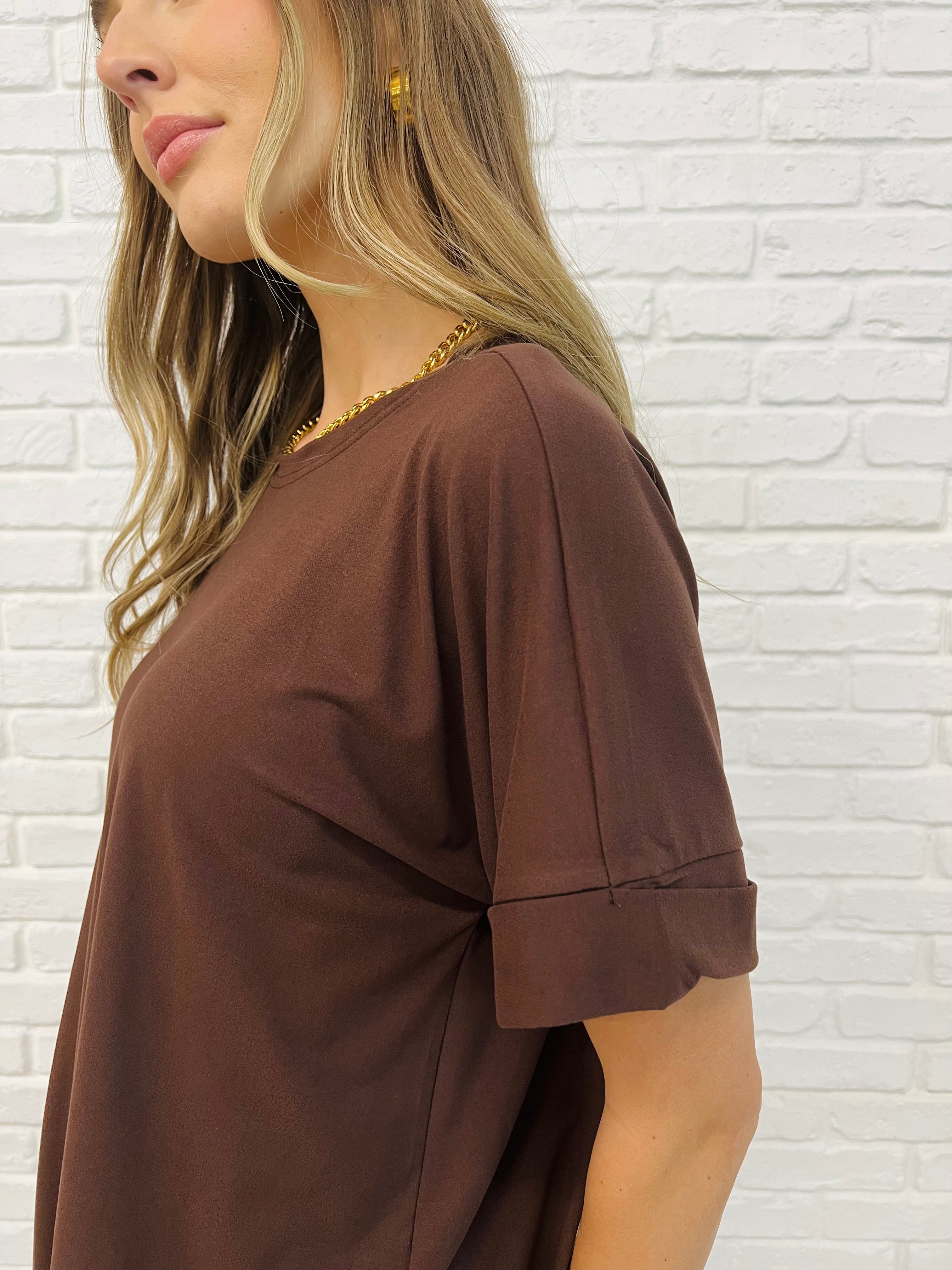 Comfy Cruising Top and Biker Shorts Set in Mahogany-Womens-Stay Foxy Boutique, Florissant, Missouri