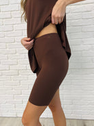 Comfy Cruising Top and Biker Shorts Set in Mahogany-Womens-Stay Foxy Boutique, Florissant, Missouri