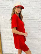 Comfy Cruising Top and Biker Shorts Set in Ruby-Womens-Stay Foxy Boutique, Florissant, Missouri