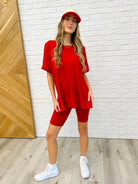 Comfy Cruising Top and Biker Shorts Set in Ruby-Womens-Stay Foxy Boutique, Florissant, Missouri