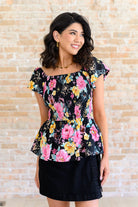 Constantly Cute Floral Top in Black Multi-Tops-Stay Foxy Boutique, Florissant, Missouri