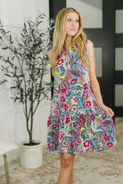 Coral Sands Collared Tank Dress in Light Floral Paisley-Womens-Stay Foxy Boutique, Florissant, Missouri