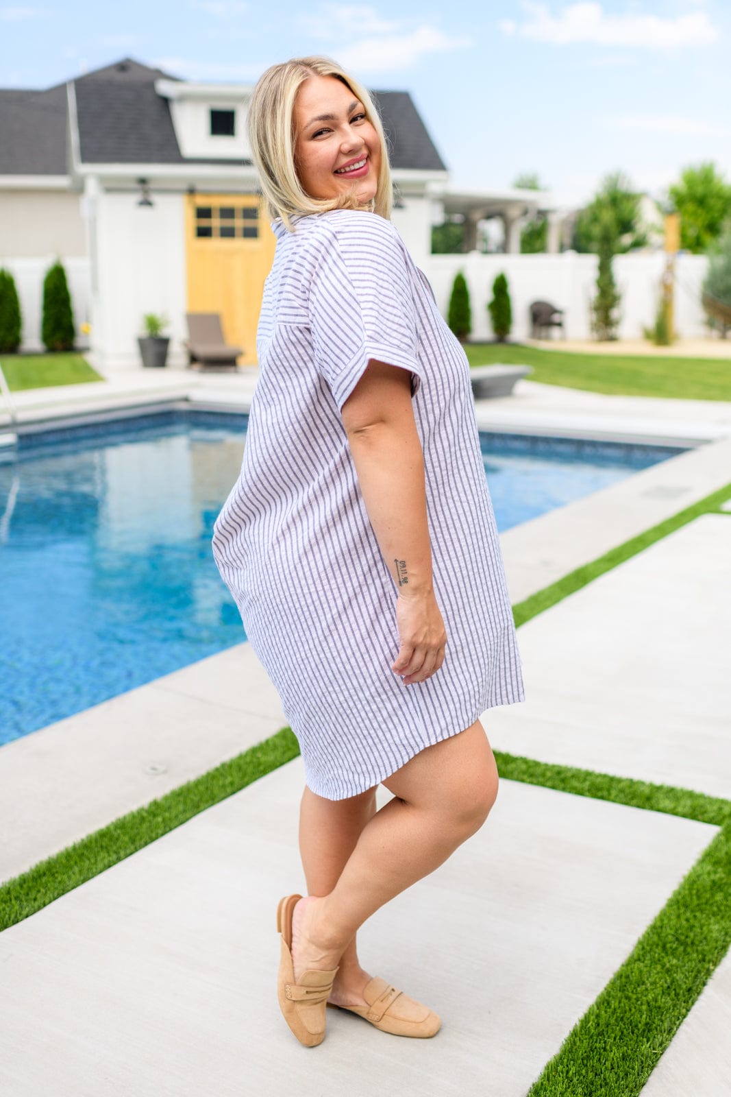 Cornelia Striped Shirt Dress-Dresses-Stay Foxy Boutique, Florissant, Missouri