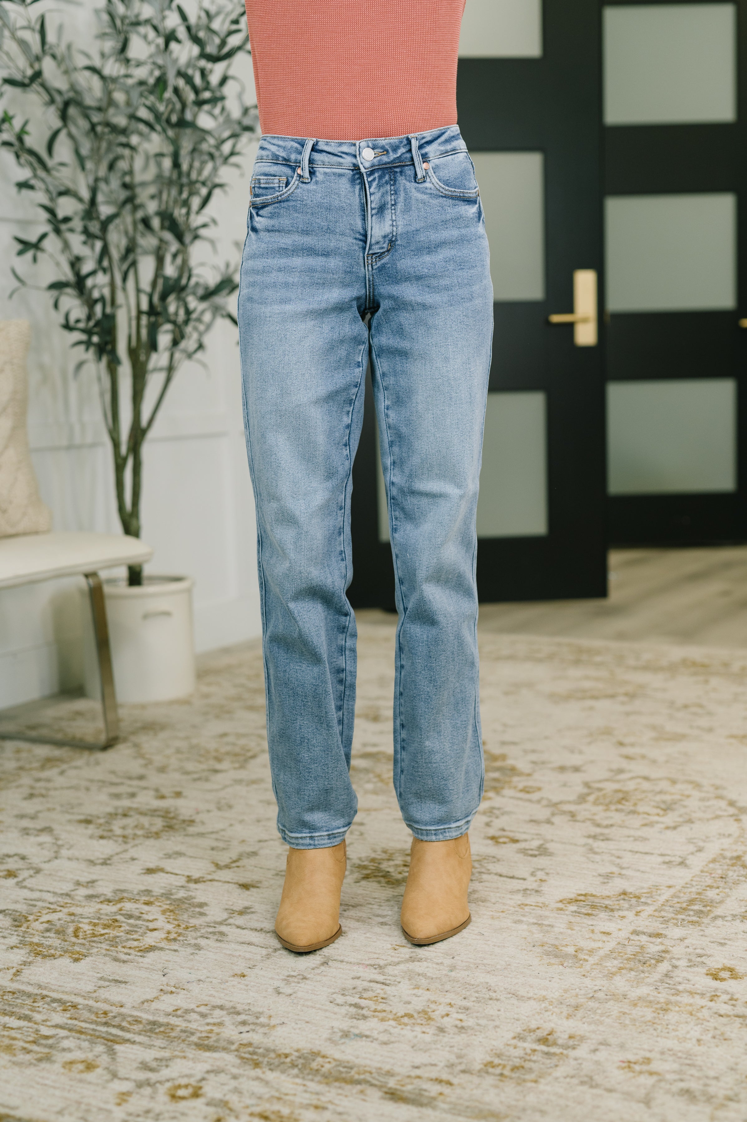 Corrine Mid Rise Control Top Vintage Straight Jeans-Womens-Stay Foxy Boutique, Florissant, Missouri
