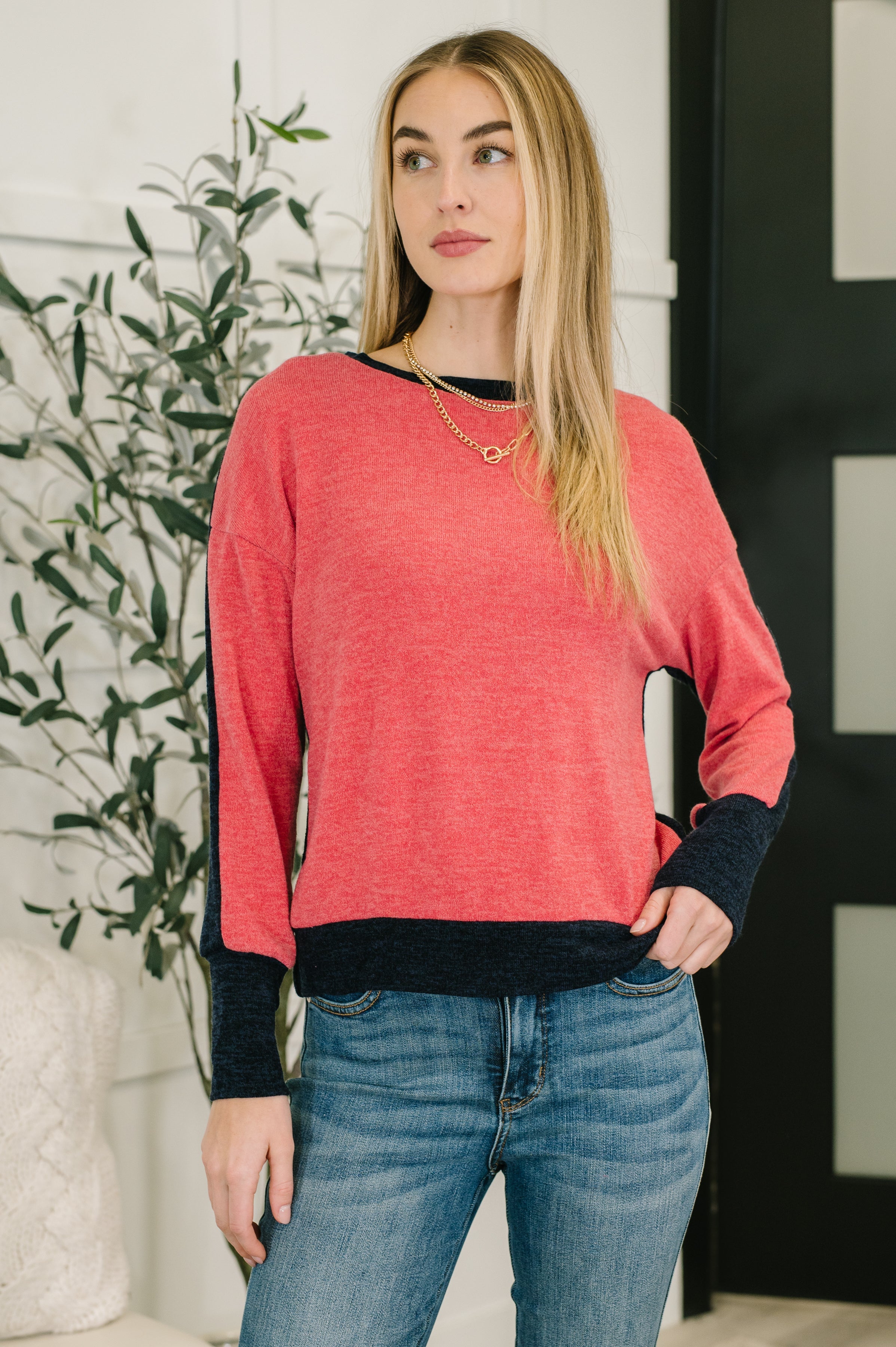 Couldn't Be Happier Color Block Long Sleeve Top-Womens-Stay Foxy Boutique, Florissant, Missouri