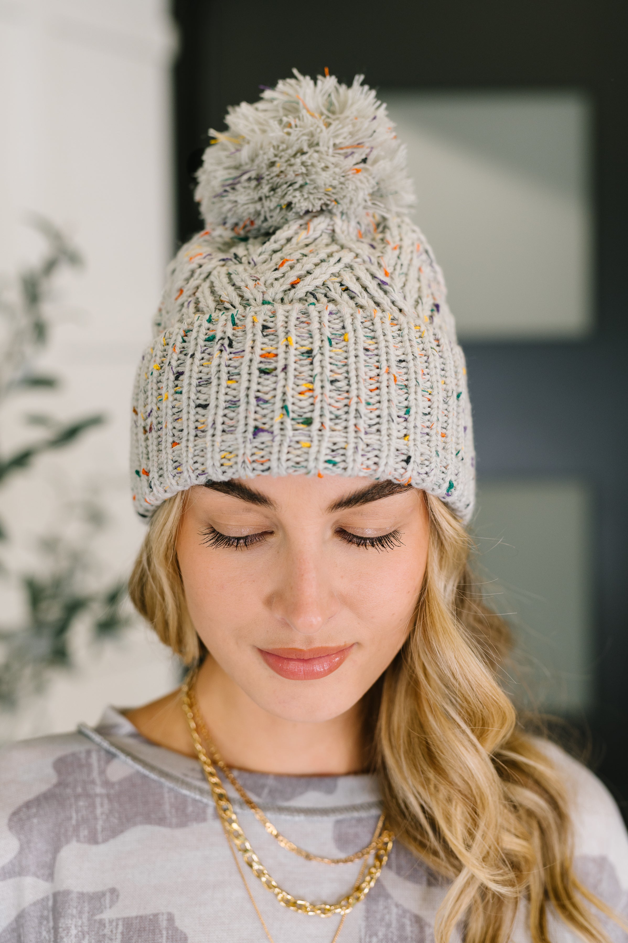 Cover Your Ears Pom Pom Beanie in Grey-Womens-Stay Foxy Boutique, Florissant, Missouri