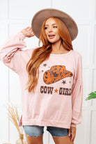 Cow Girl Graphic Pullover in Dusty Pink-Tops-Stay Foxy Boutique, Florissant, Missouri