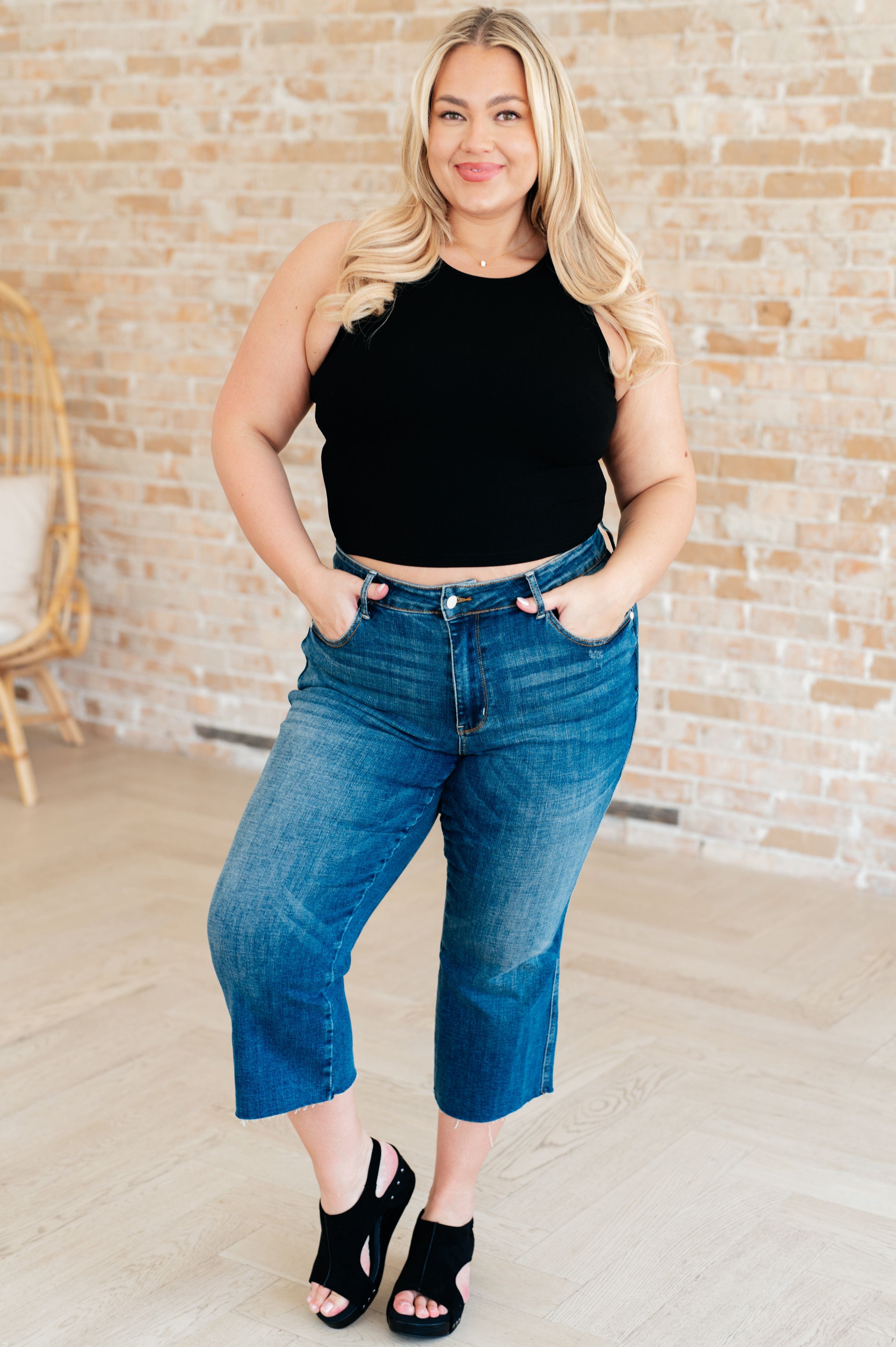 Cream of the Crop Rib Knit Tank Top in Black-Tops-Stay Foxy Boutique, Florissant, Missouri