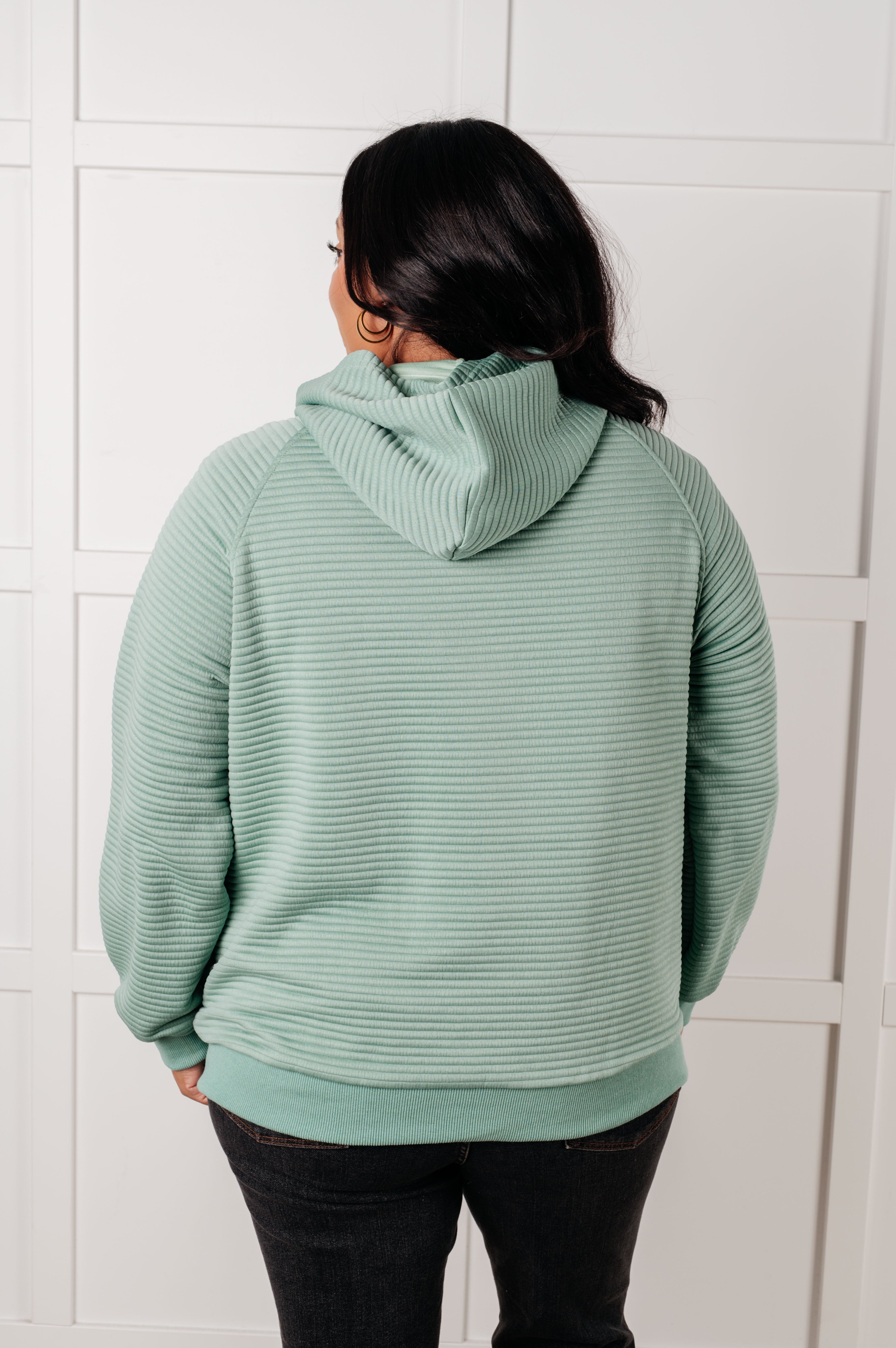 Crosswalk Textured Hoodie in Green-Tops-Stay Foxy Boutique, Florissant, Missouri