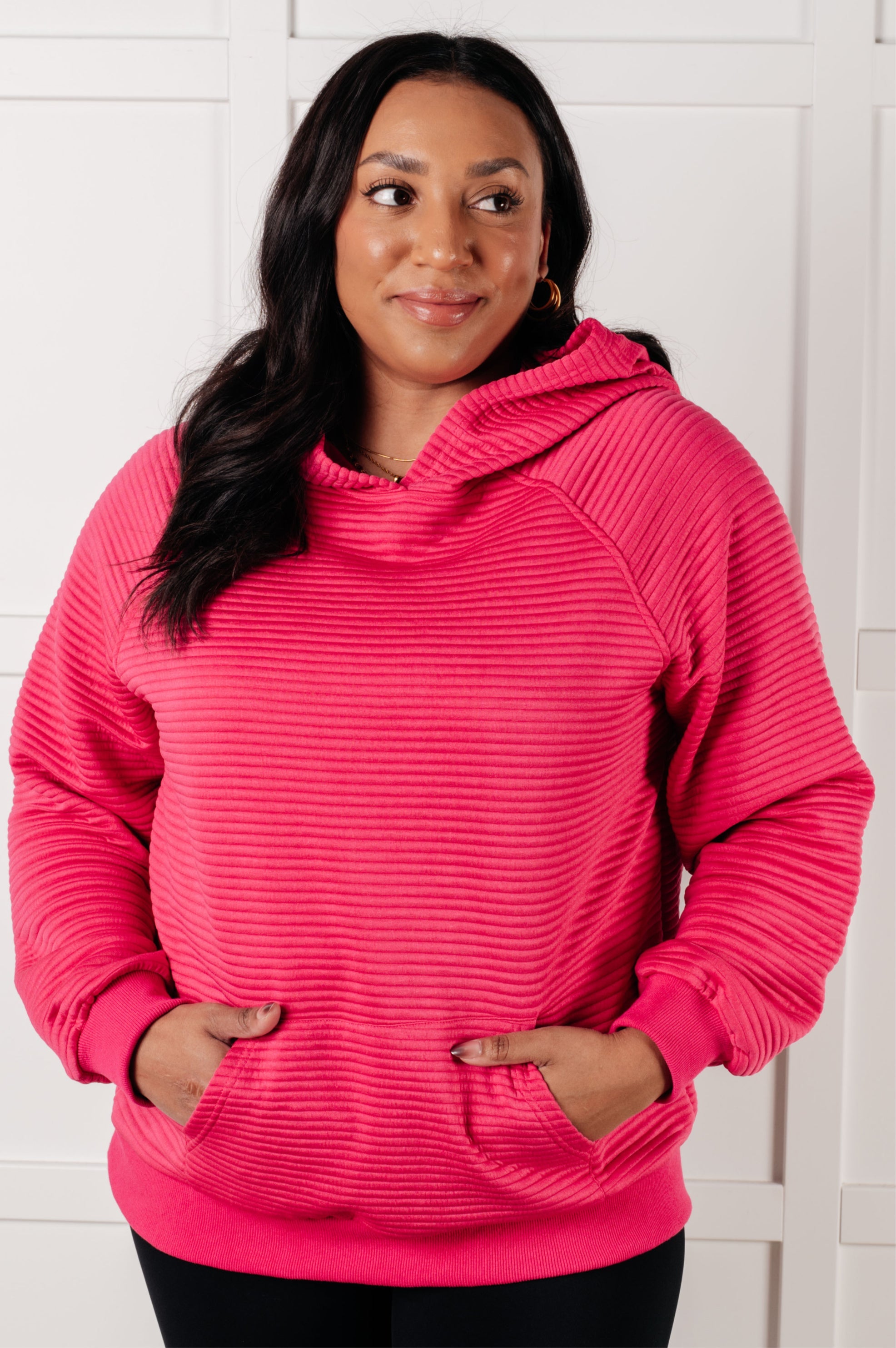 Crosswalk Textured Hoodie in Rose-Tops-Stay Foxy Boutique, Florissant, Missouri