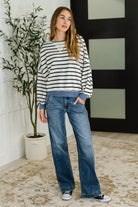 Cute in Comfort Crew Neck Pullover in White, Black and Denim-Womens-Stay Foxy Boutique, Florissant, Missouri