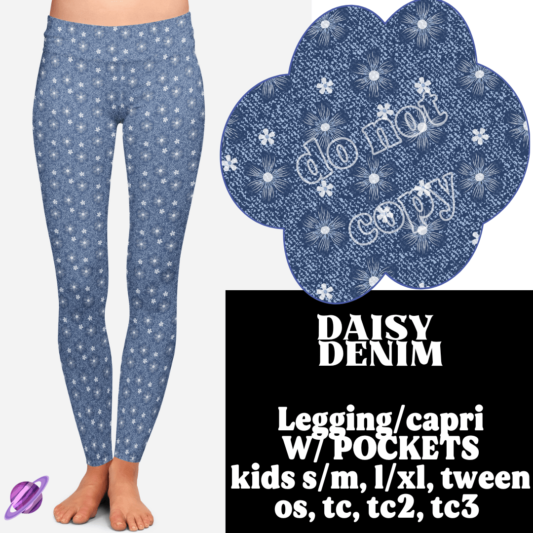 DAISY DENIM- DENIM PATTERN RUN - LEGGING/CAPRI-Stay Foxy Boutique, Florissant, Missouri