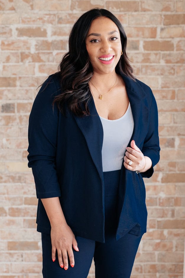 Magic 3/4 Blazer in Navy-Womens-Stay Foxy Boutique, Florissant, Missouri