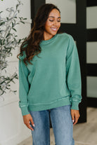 Daily Ease Mineral Wash Pullover in Dark Green-Womens-Stay Foxy Boutique, Florissant, Missouri
