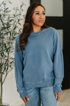 Daily Ease Mineral Wash Pullover in Dusty Blue-Womens-Stay Foxy Boutique, Florissant, Missouri