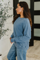 Daily Ease Mineral Wash Pullover in Dusty Blue-Womens-Stay Foxy Boutique, Florissant, Missouri