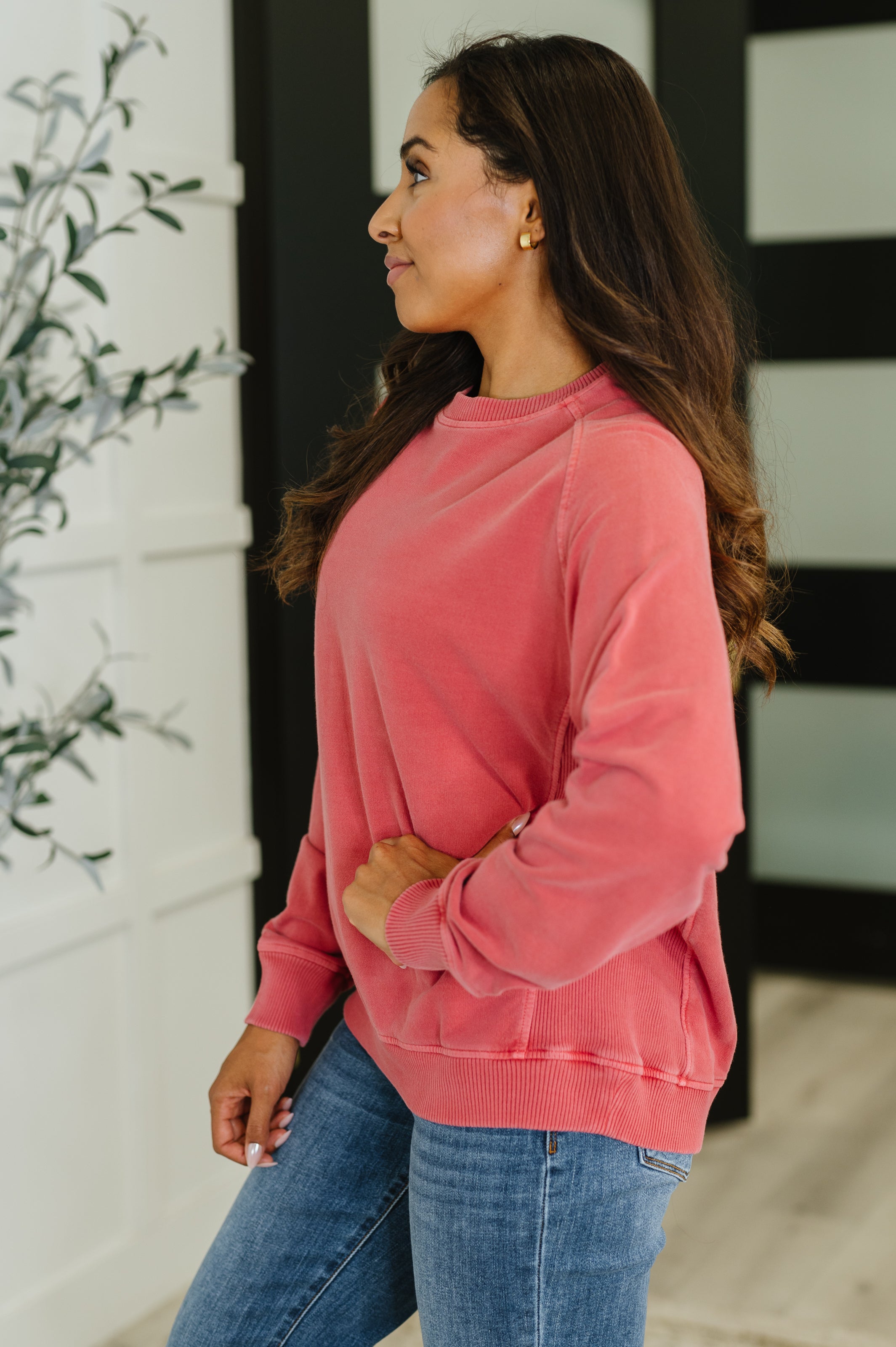 Daily Ease Mineral Wash Pullover in Ruby-Womens-Stay Foxy Boutique, Florissant, Missouri