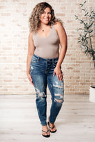 Danny Mid Rise Cuffed Destroyed Boyfriend Jeans-Denim-Stay Foxy Boutique, Florissant, Missouri