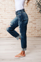 Danny Mid Rise Cuffed Destroyed Boyfriend Jeans-Denim-Stay Foxy Boutique, Florissant, Missouri