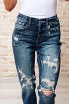 Danny Mid Rise Cuffed Destroyed Boyfriend Jeans-Denim-Stay Foxy Boutique, Florissant, Missouri