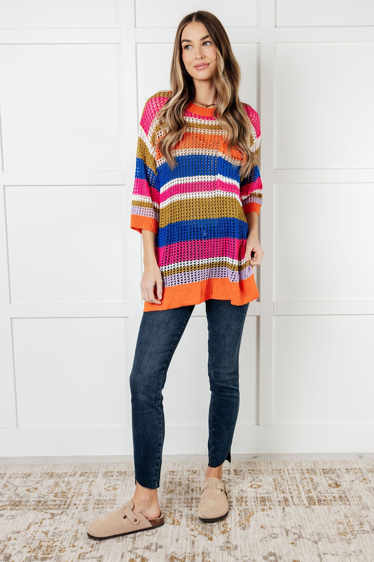 Deep Thoughts Striped Loose Knit Top-Tops-Stay Foxy Boutique, Florissant, Missouri