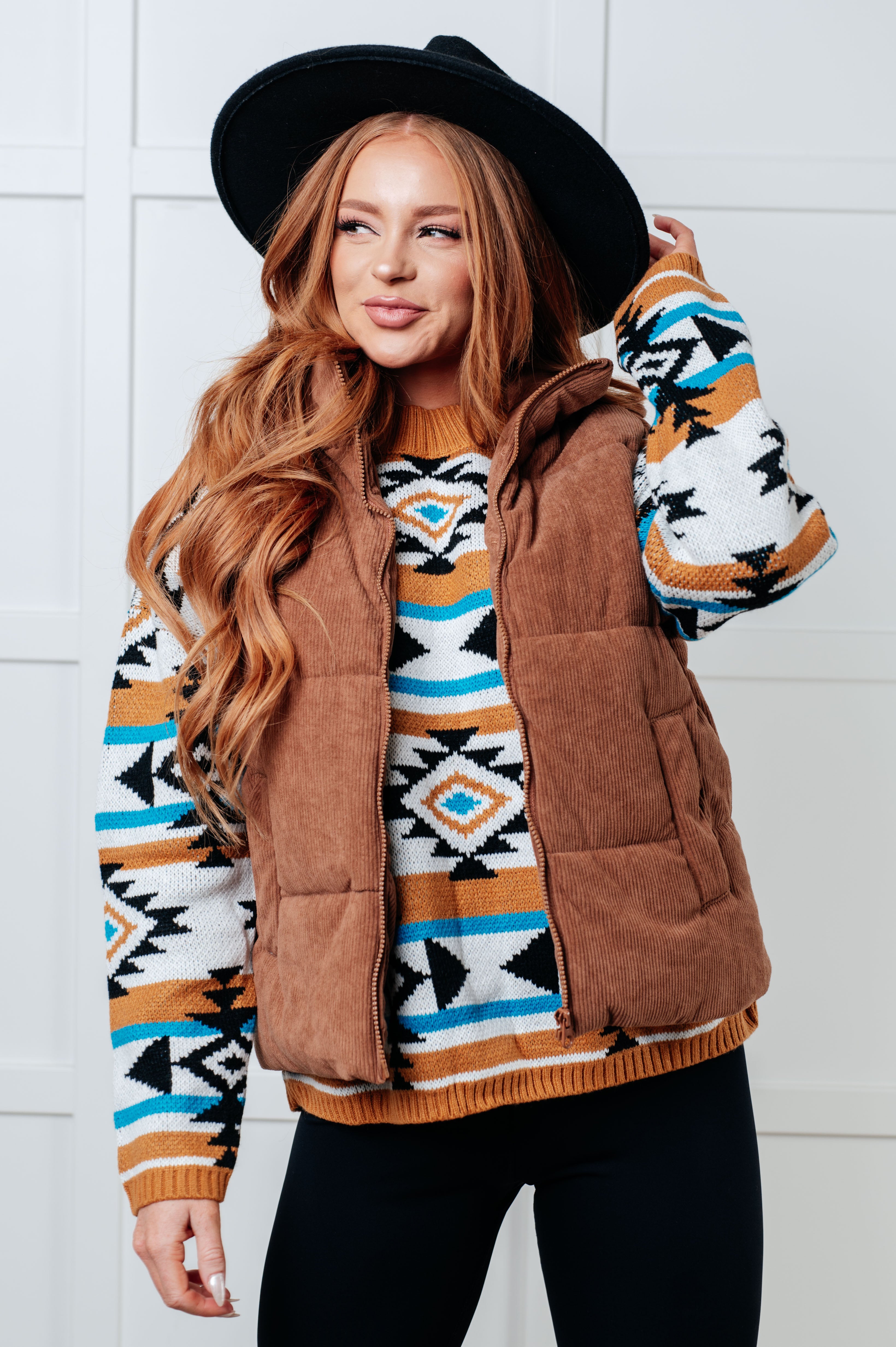 Desert Vibes Geometric Striped Sweater-Tops-Stay Foxy Boutique, Florissant, Missouri