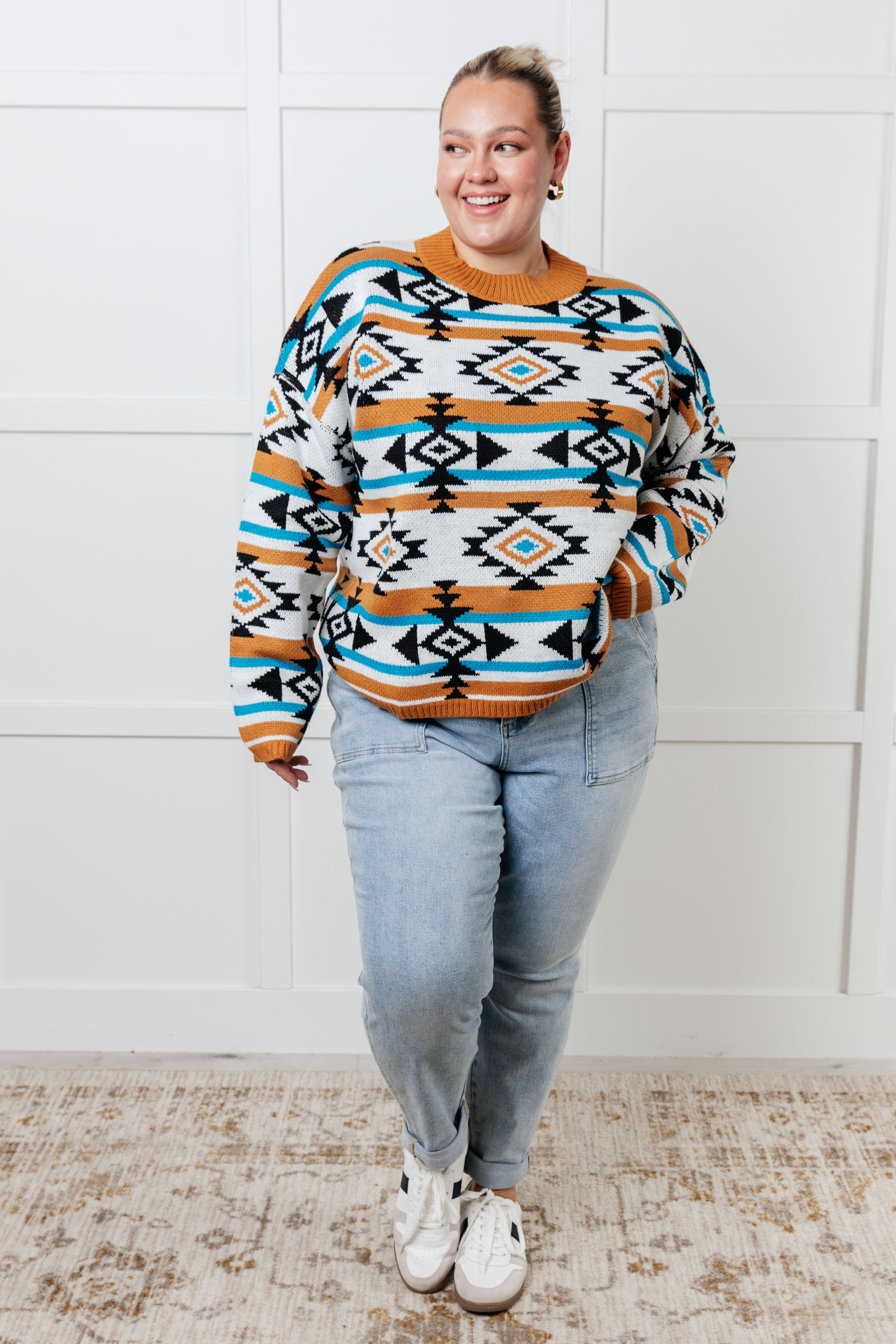 Desert Vibes Geometric Striped Sweater-Tops-Stay Foxy Boutique, Florissant, Missouri