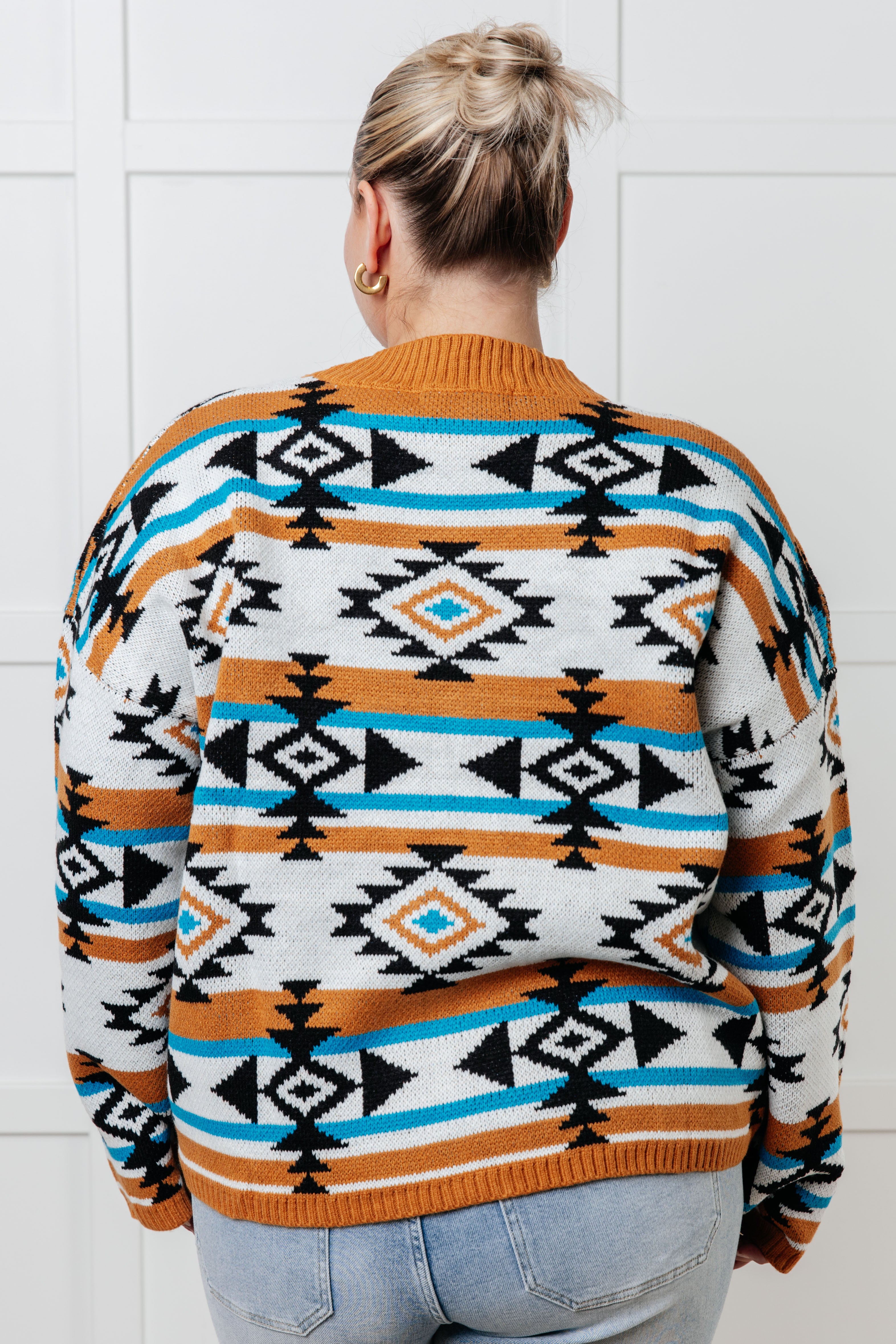 Desert Vibes Geometric Striped Sweater-Tops-Stay Foxy Boutique, Florissant, Missouri