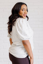 Diamonds and Pearls Puff Sleeve Top in Light Grey-Tops-Stay Foxy Boutique, Florissant, Missouri