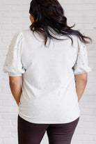 Diamonds and Pearls Puff Sleeve Top in Light Grey-Tops-Stay Foxy Boutique, Florissant, Missouri