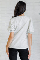 Diamonds and Pearls Puff Sleeve Top in Light Grey-Tops-Stay Foxy Boutique, Florissant, Missouri