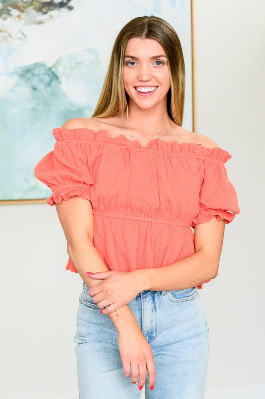 Don't Be Shy Off the Shoulder Blouse-Tops-Stay Foxy Boutique, Florissant, Missouri
