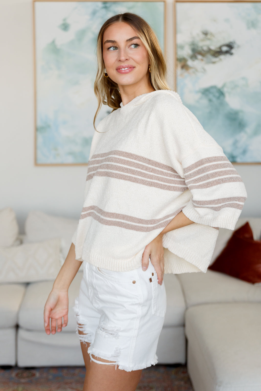 Don't Forget the Cold Foam Striped Hoodie-Tops-Stay Foxy Boutique, Florissant, Missouri